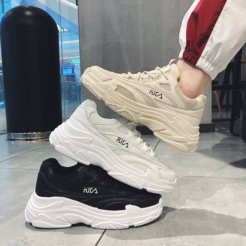 Men's summer breathable 2024 new trend versatile mesh sports and leisure dad thick sole heightening small white trendy shoes