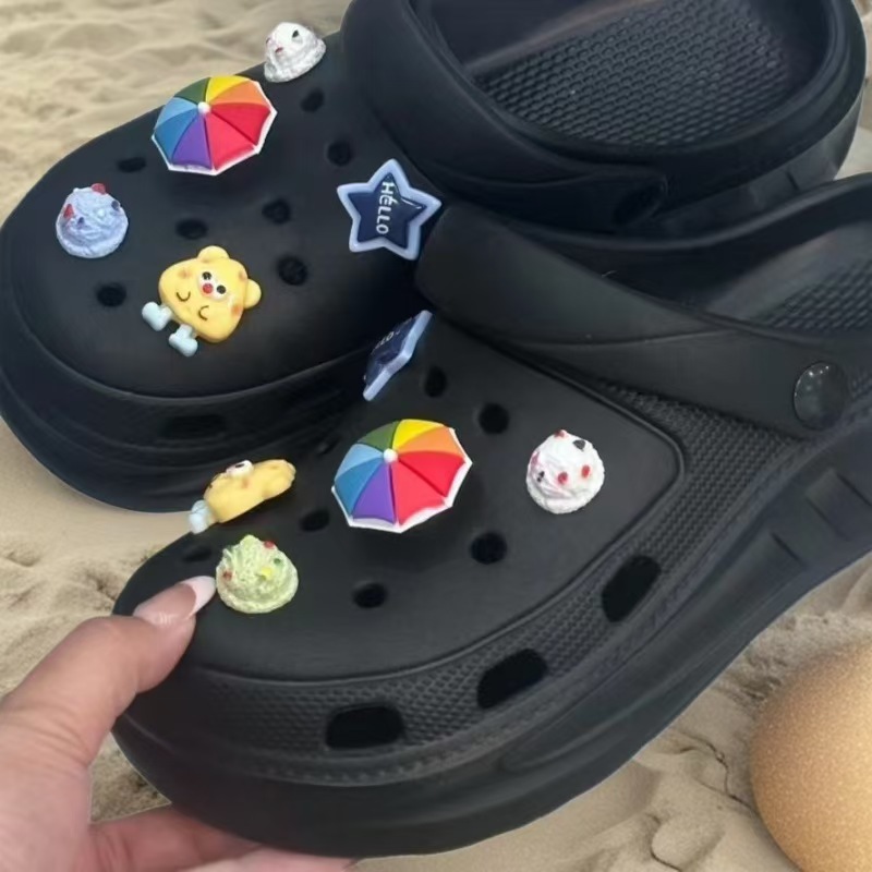 新款洞洞鞋配饰卡通立体仿真冰淇淋鞋花装饰品DIY可拆卸鞋扣配件