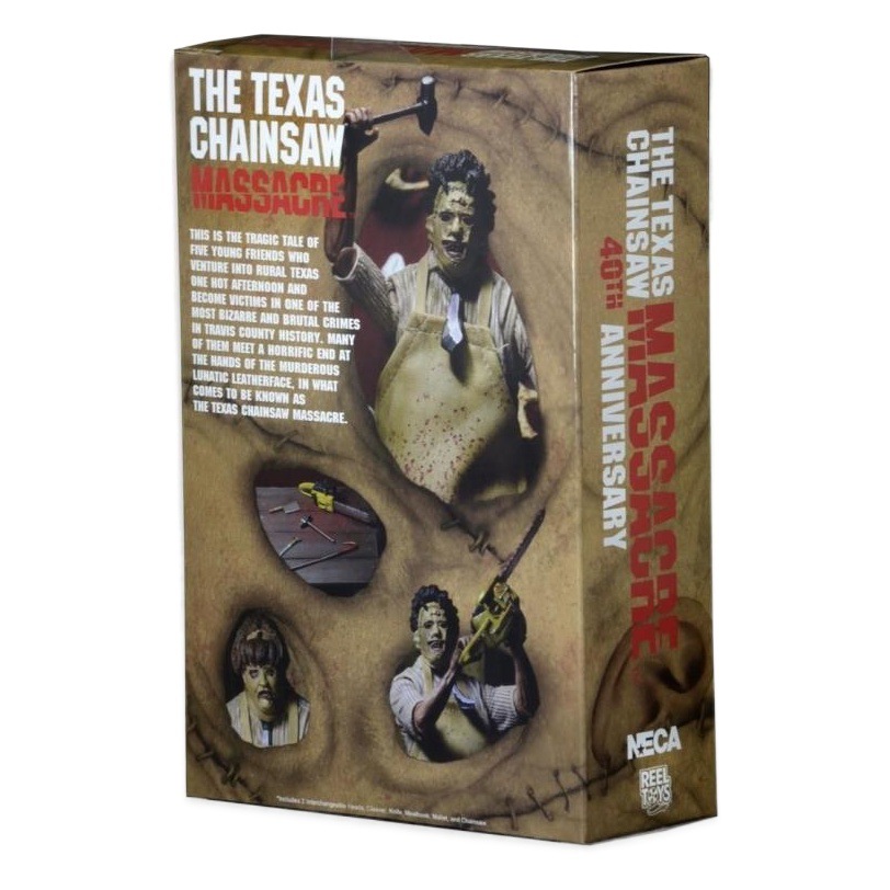 NECA Texas motosierra asesino piel cara Leatherface 40 aniversario versión hecha a mano modelo de muñeca
