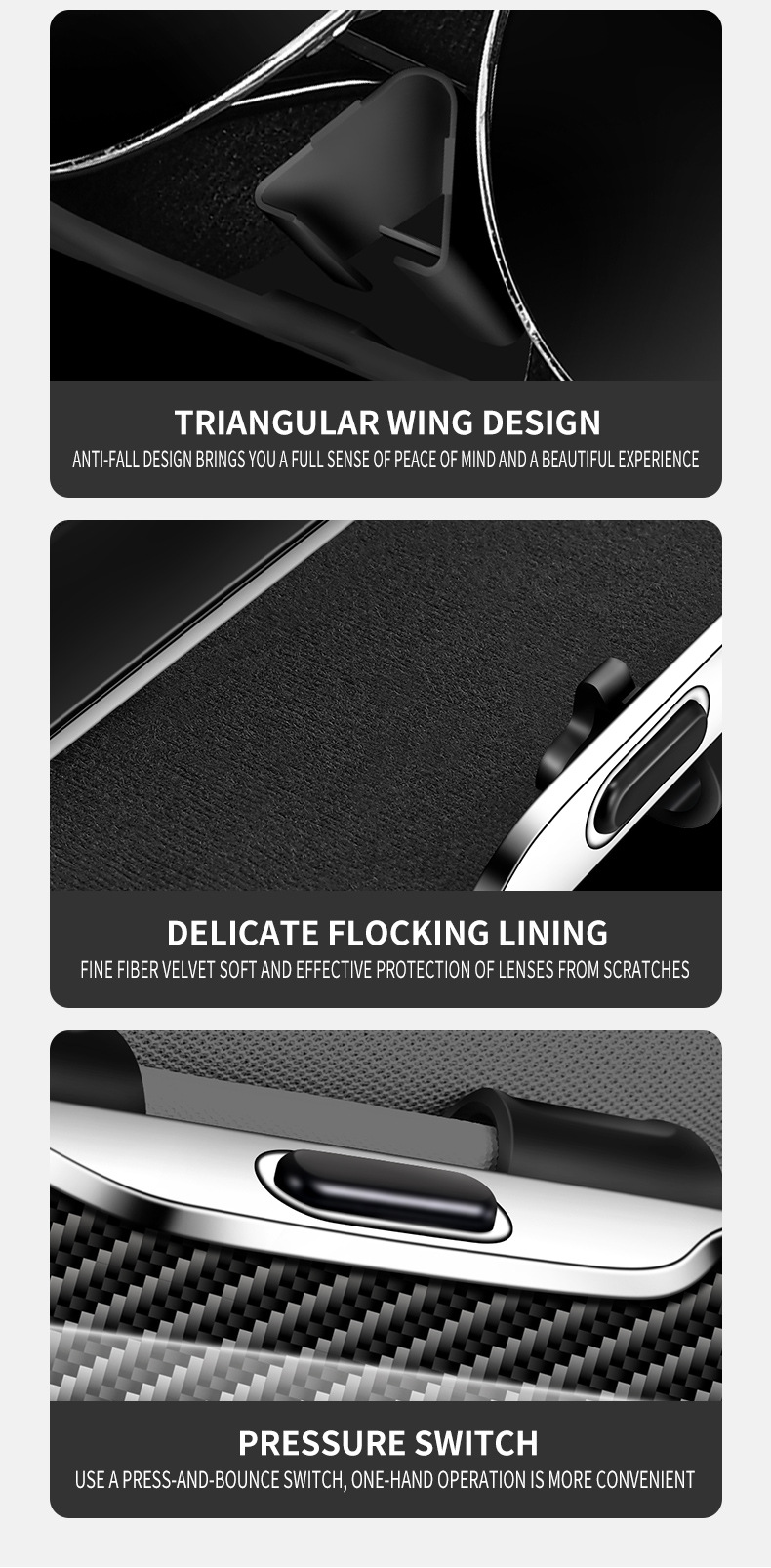 Car-Mounted Glasses Case, Sun Visor Sunglasses Clip, Car Interior Driver's Glasses Holder, Sunglasses Storage Box, Glasses Stand