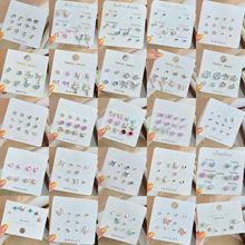 跨境热销耳钉套装耳饰女轻奢耳针 新款耳坠粉色耳环小众花朵饰品