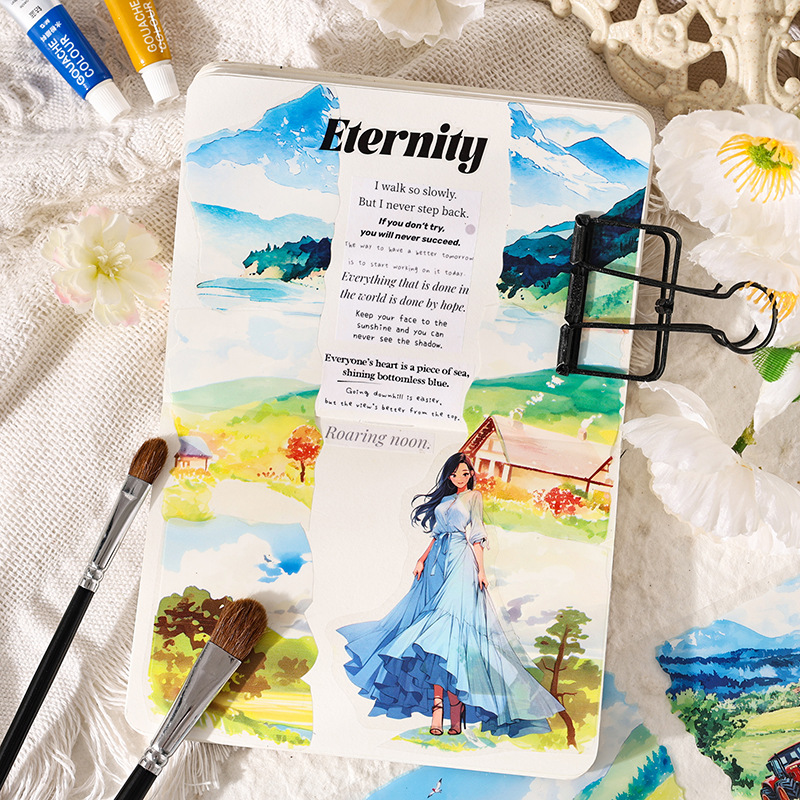 Nubes que fluyen y sombras serie pet tema de paisaje cinta de paisajismo caja de bricolaje material de decoración de cuenta manual cinta de collage