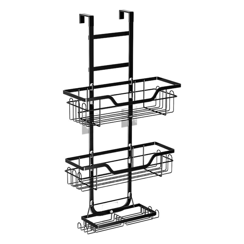 Estante de almacenamiento de baño sin perforar, estante de almacenamiento de cesta colgante en capas montado en la pared, estante de almacenamiento de cuarto de ducha de inodoro