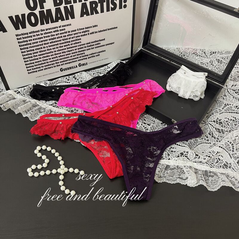 F-8014 Sexy Panties Women See through Lace Women's Triangle Panties Low Waist Black Hot Thong Panties Women
