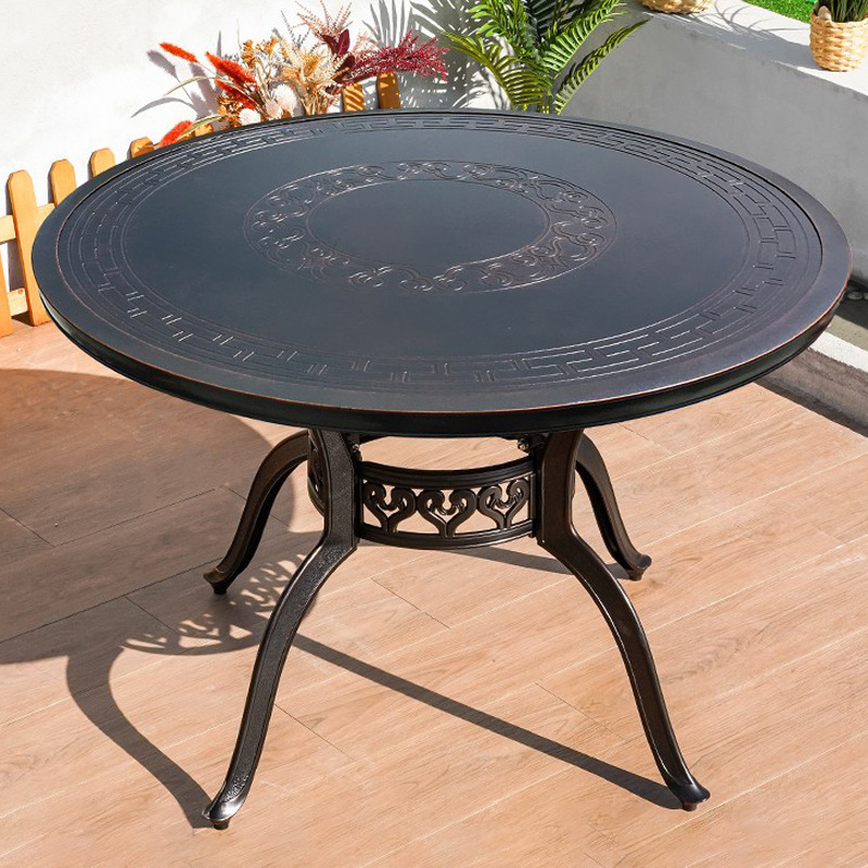 New Chinese Table Waterproof Leisure Table and Chair Outdoor Small Round Table Aluminum Alloy Courtyard Garden Cast Aluminum Rectile Table