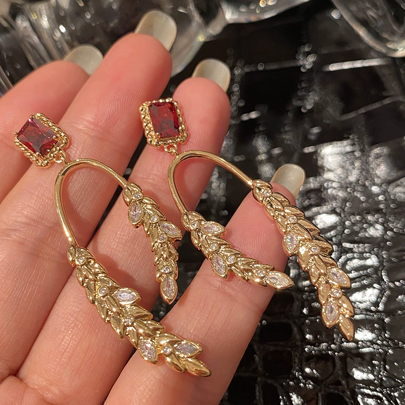Серебряная серебряная игла, цирконий, серьги, модный ретро изысканный аксессуар, легкий роскошный стиль