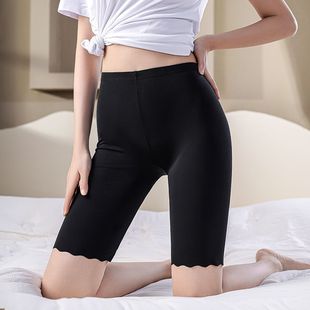 Ice Silk Safety Shorts Underwear Summer Thin Anti-Exposure Non-Curling Seamless Plus Size Knee-Length Seamless Close-Fitting