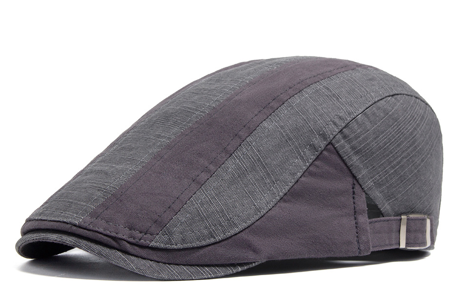 Baskenmütze für Männer und Frauen, schlichter, kunstvoller englischer Entenschnabelhut, gewaschene reine Baumwolle im Patchwork-Stil_voghion.com