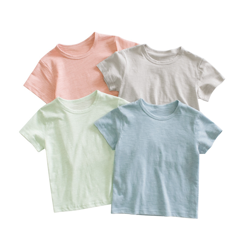 27kids cross-border children's clothing first-hand supply summer children's short-sleeved T-shirts baby boy clothes bamboo solid color wholesale