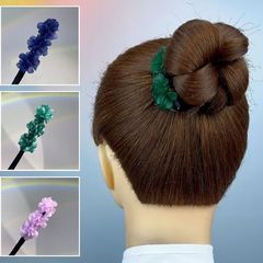 新商品の団子の頭のつぼみの精巧な気質のアクリルの髪飾りのアップグレードの金の刺繍の玉の髪の棒の団子の頭の神器