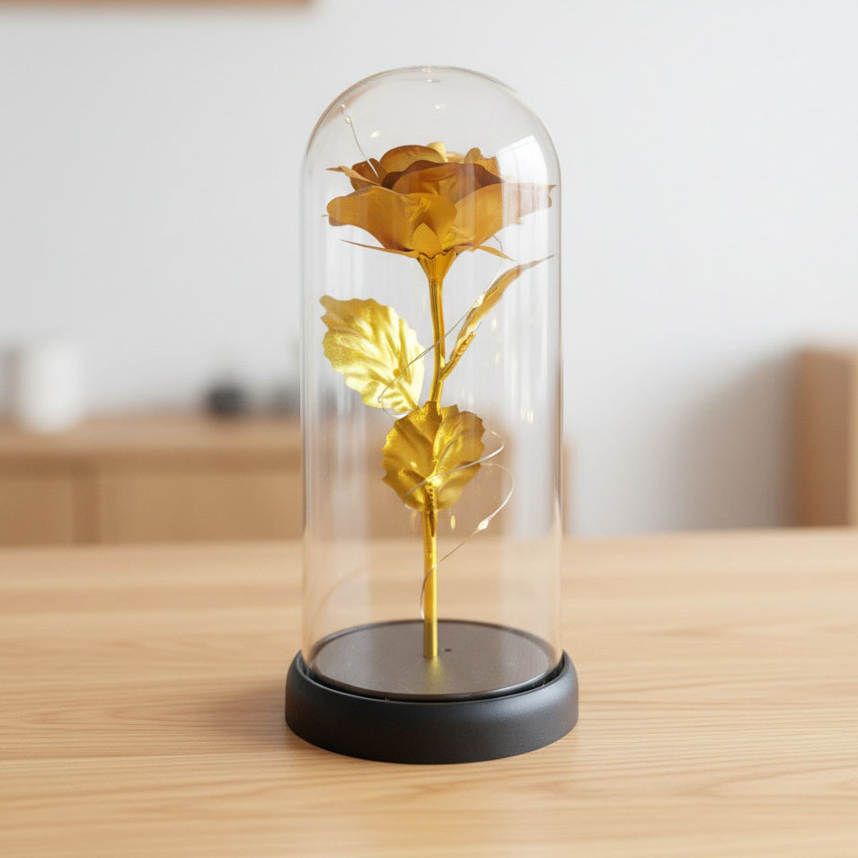 Flor inmortal de oro flor de vidrio de plástico decoración regalo de cumpleaños ceremonia de graduación Qixian día de San Valentín lámpara de noche