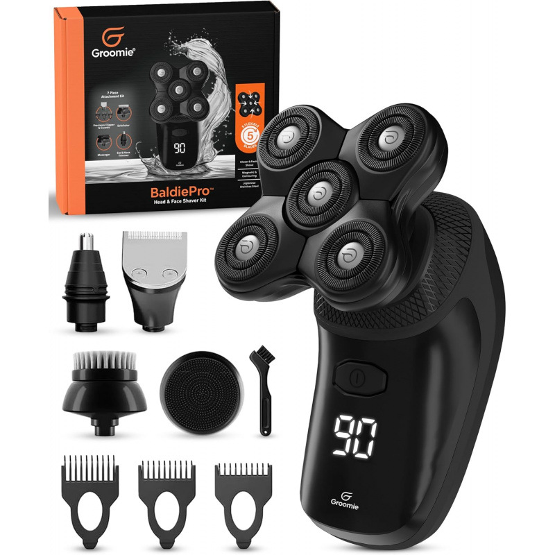 Groomie BaldiePro Cordless Head Shaver Kit for Bald Men, Waterproof