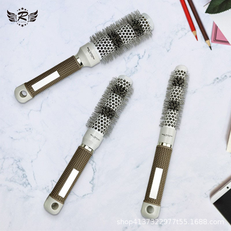 Cerámica tubo de aluminio rodillo peine conductividad térmica peine esponjoso profesional peinado curling peine de alta temperatura resistente no decoloración tubo de aluminio peine