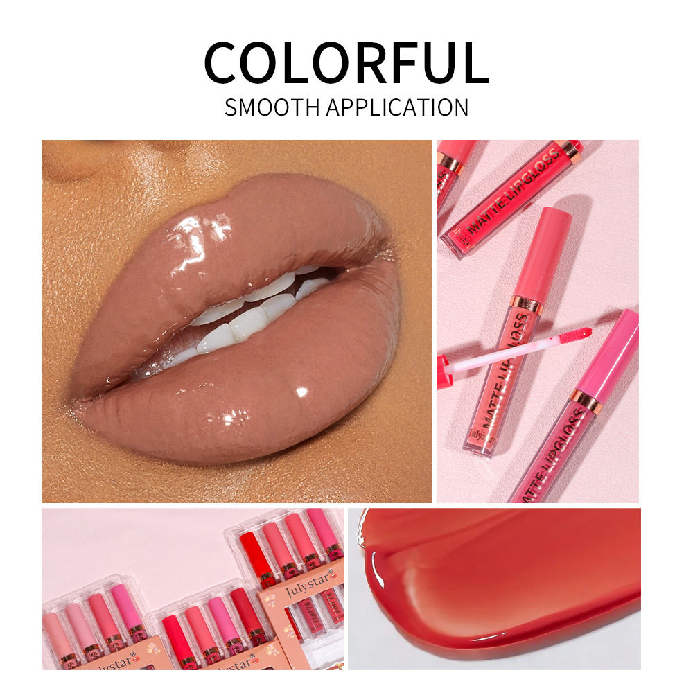 Amazon Export Pearlescent Long-lasting Moisturizing Lip Gloss Set Box, Water Luster Mirror Natural Three-dimensional Non-fading Lip gloss set Item Picture