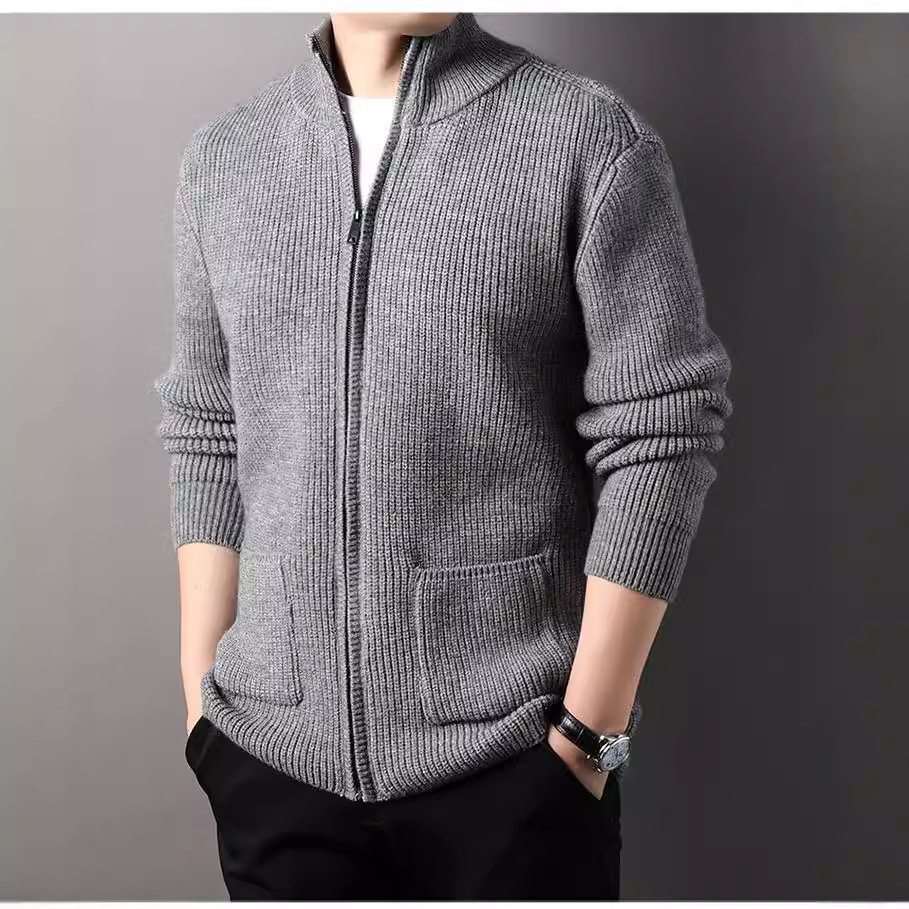 Suéter nuevo comercio exterior hombre de punto cardigan de mediana edad suelto simple de manga larga otoño invierno tendencia suéter de hombre