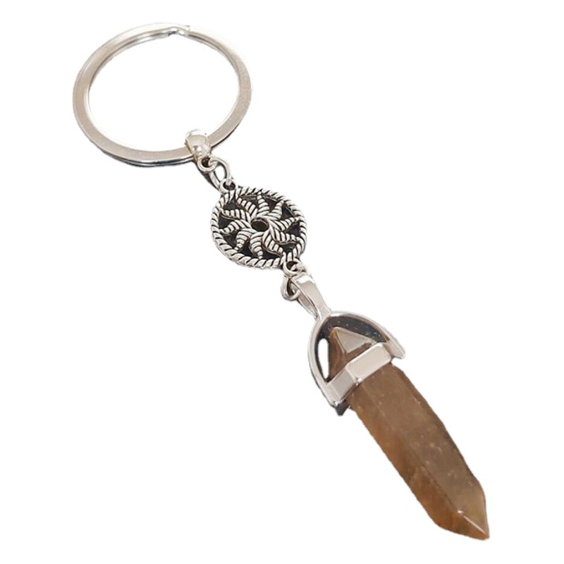 Comercio exterior nuevo 3D Cristal de loto columna hexagonal llavero moda regalo creativo bolsa colgante