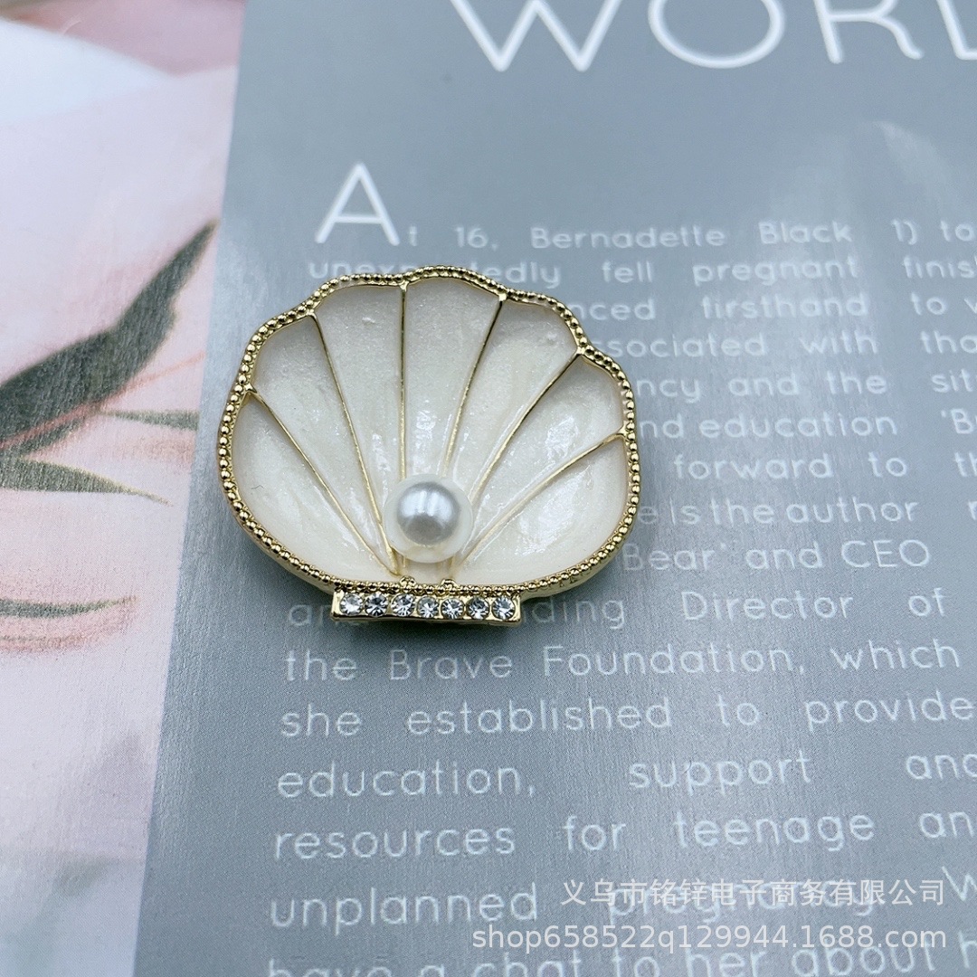Korean creative enamel pearl shell brooch simple elegant ocean scallop brooch in stock wholesale