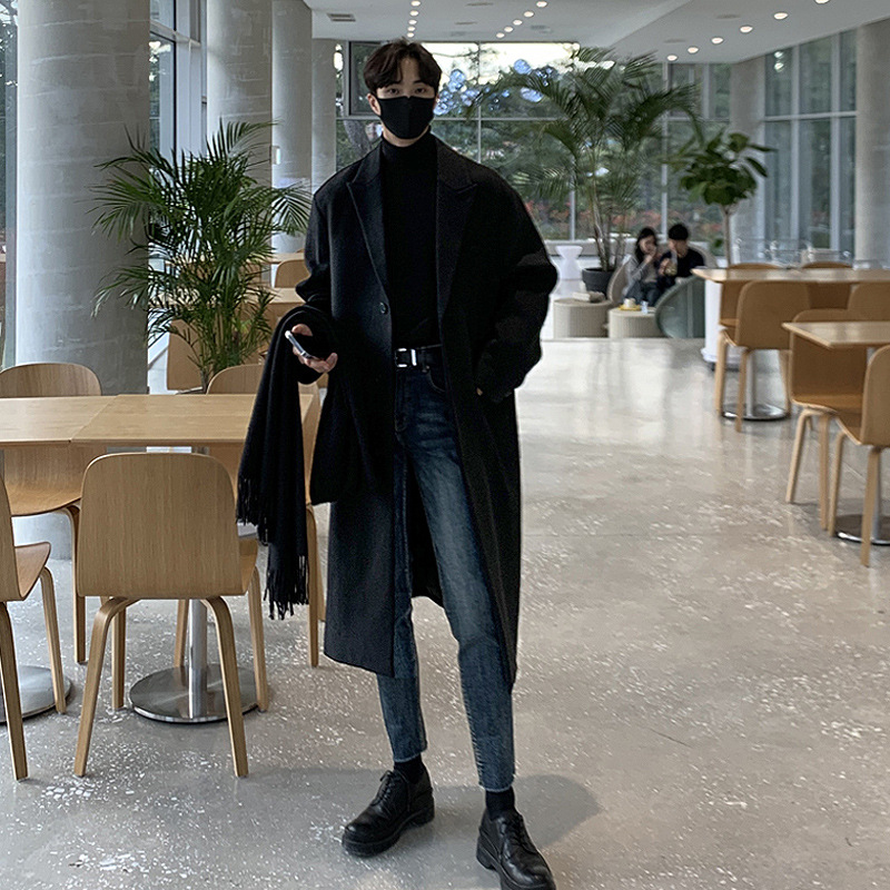 2023 invierno guapo espesado abrigo de lana de los Hombres estilo coreano gota-hombro abrigo de lana elegante capa casual FK800