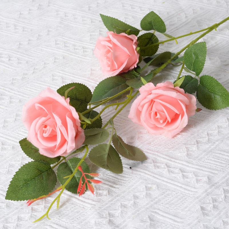 Artificial Rose manojo de 3 pequeñas rosas París Día San Valentín decoración casera la boda falsa flor seda artificial al por mayor