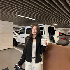 蝶宝嘻 时髦绒雾金属感夹克立体修身小立领休闲百搭外套上衣女秋
