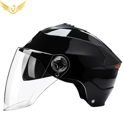 Motosiklet kaskı (dəbilqə) Helmet Motorcycle Helmet Battery - bright-black-transparent-mirror