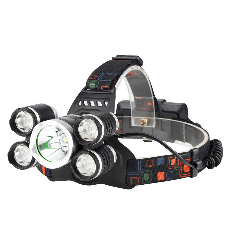 多功能感应强光充电头灯LED大功率T6户外照明夜钓露营变焦手电筒