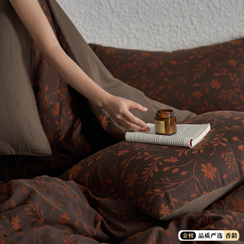 Tejido retro Jacquard, cama de cuatro piezas, algodón puro, algodón 2025, nueva colcha de cama de alta calidad.