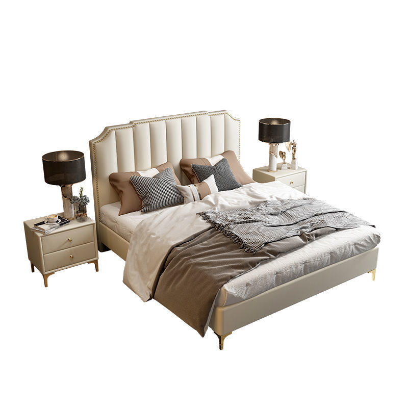 意式床轻奢双人床主卧婚床港式1.5m1.8米高箱储物床现代简约床|ms