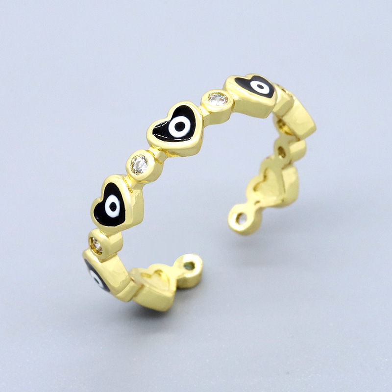 Lady Heart Shape Eye Gold Plated Enamel Zircon Womenu0027S Open Ring 1 Piece