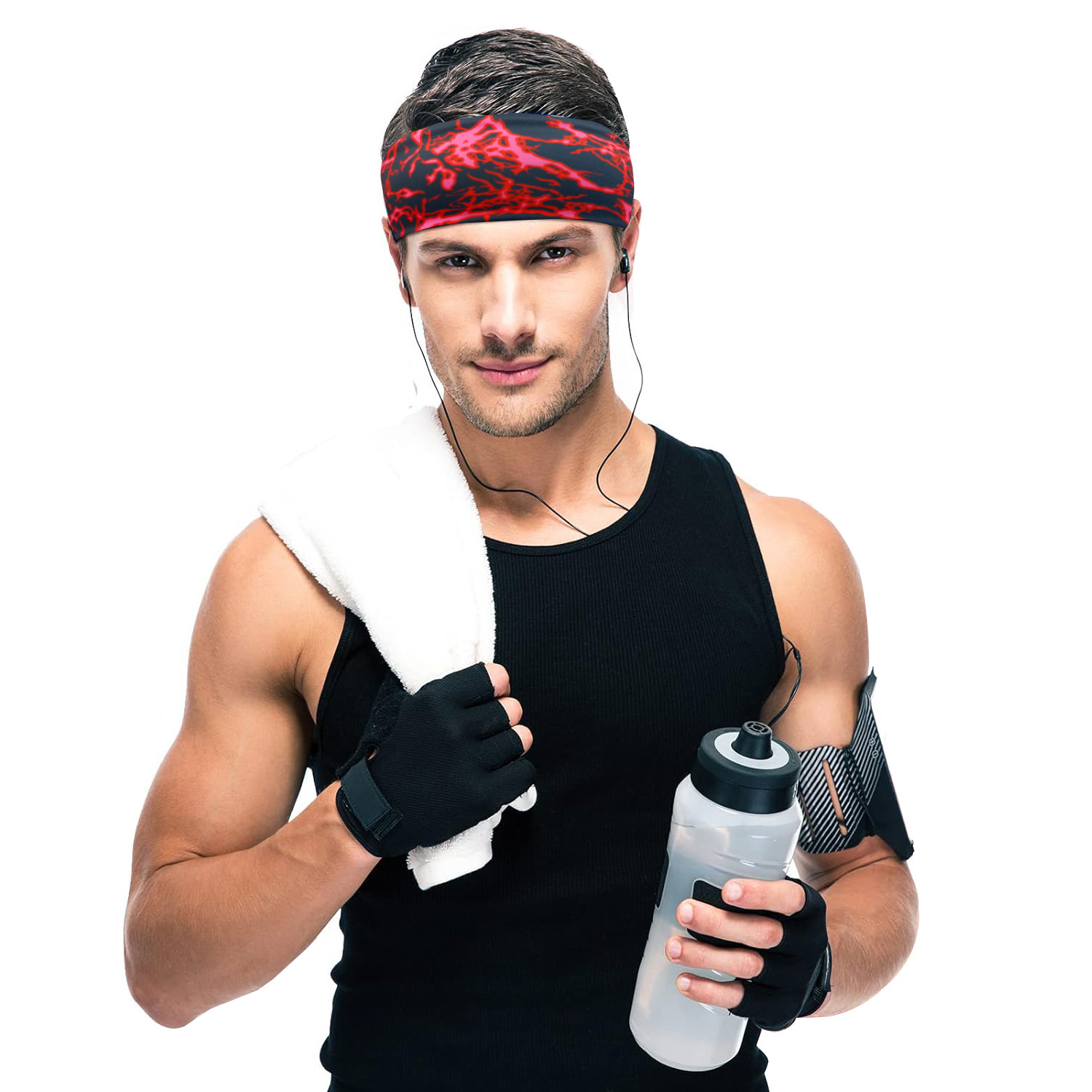 Transfronterizos de impresión de cabello deportivo para hombres mujeres fitness correr yoga antiperspirante pañuelo elástico ocio rayas de cabello cabeza