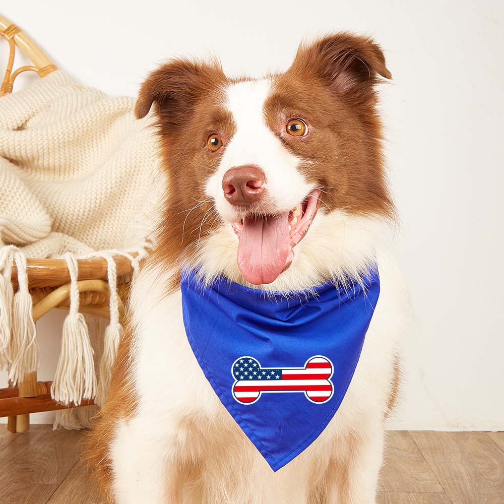 Fabricante en stock nuevo transfronterizo Día DE LA Independencia Americana mascota triángulo Toalla de algodón de una sola capa mascota bufanda perro saliva toalla