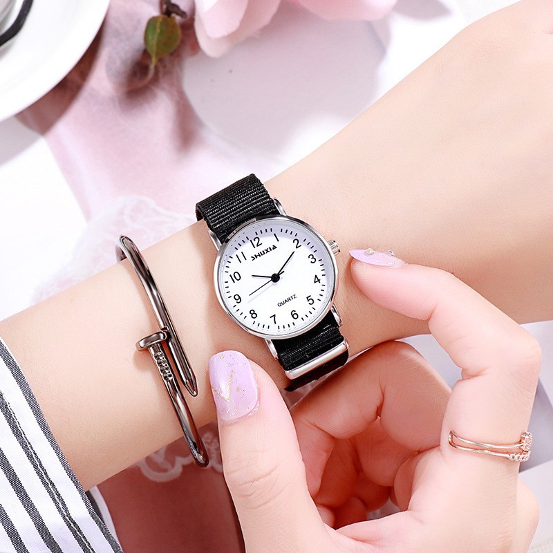 Simple Digital Exam-Specific Student Couple's Trendy Fashion Fresh Style Canvas Quartz Watch for Middle and High School Students