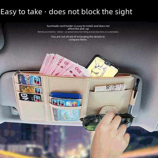 Cross-Border Car Sun Visor Storage Bag, Multifunctional, Creative, Simple Car Card Holder, Document Holder, Car Interior Glasses Holder