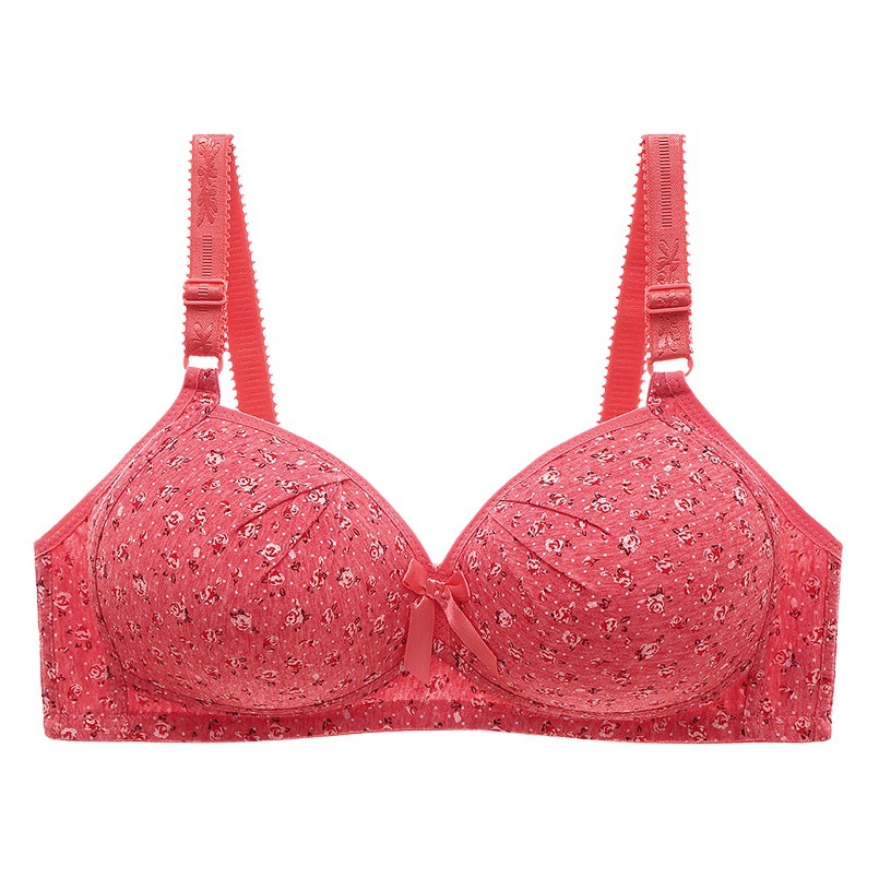 Comercio exterior transfronterizo algodón impreso sujetador inalámbrico push up Plus size mamá ropa interior ventas directas de fábrica