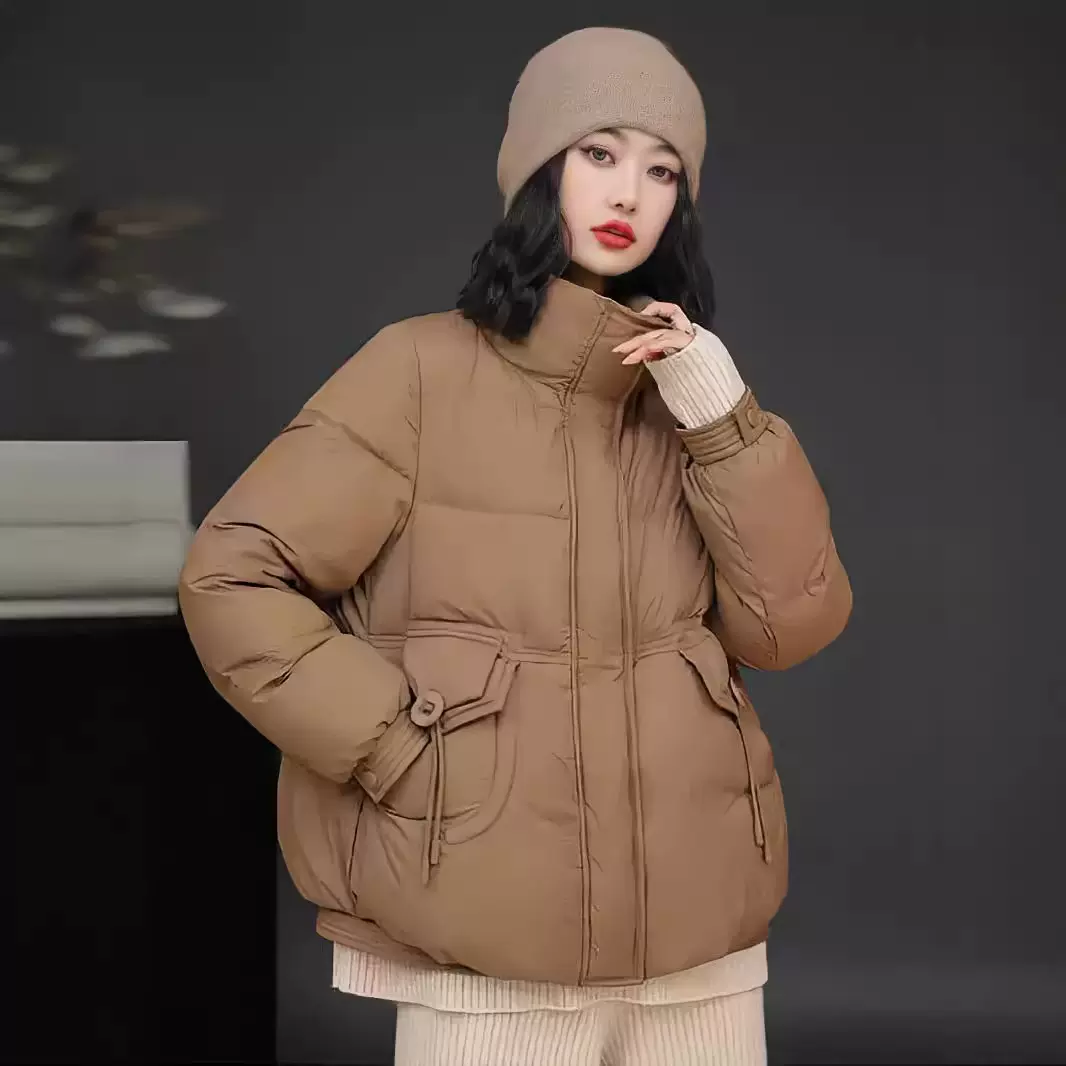 立领短款羽绒服女2025新款白鸭绒冬季宽松洋气小个子面包服外套潮