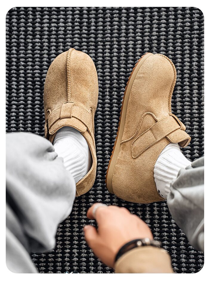 Giày lười nam mũi tròn phong cách retro, dễ xỏ, chống trượt, gót vừa 3-5 cm — 2873 màu kaki, 2873 màu vàng, 2873 màu đen chi tiết 15