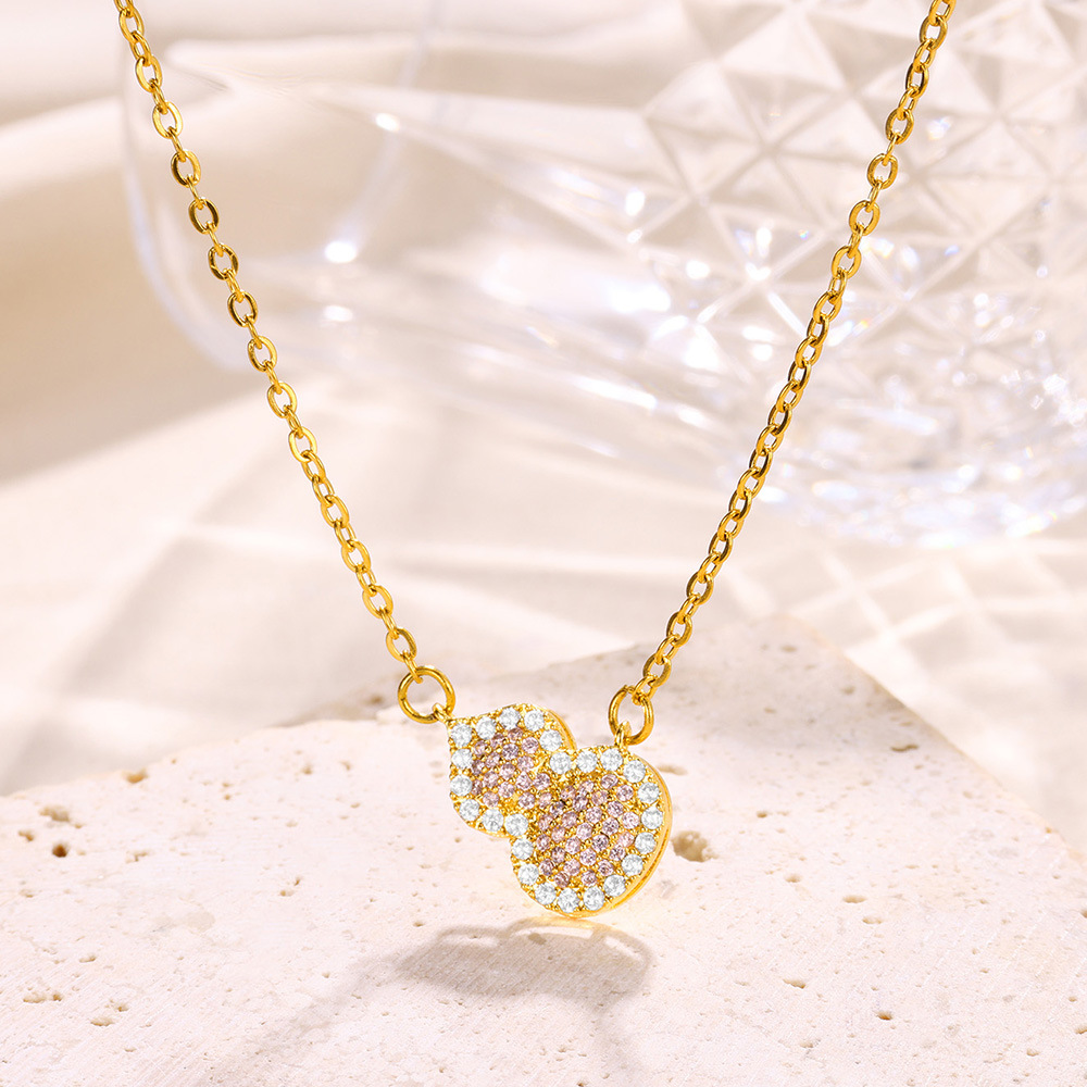 Joyería Al Por Mayor Dulce Estilo Simple Forma De Corazón Nudo De Lazo Acero Inoxidable 304 Cobre Collar Colgante Cadena Portacables display picture 16