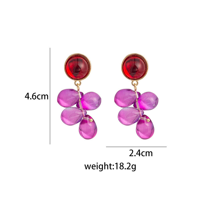 Fashion Retro Green Purple Crystal Grape Simple Alloy Earrings display picture 1