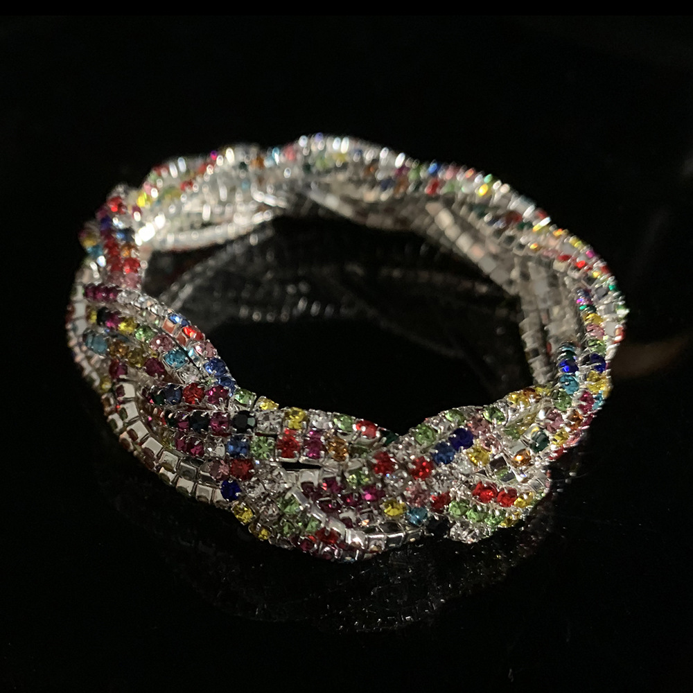 Color Block Pattern Women's Gender Simple Style Color Block Rhinestones Ferroalloy Wholesale Bangle