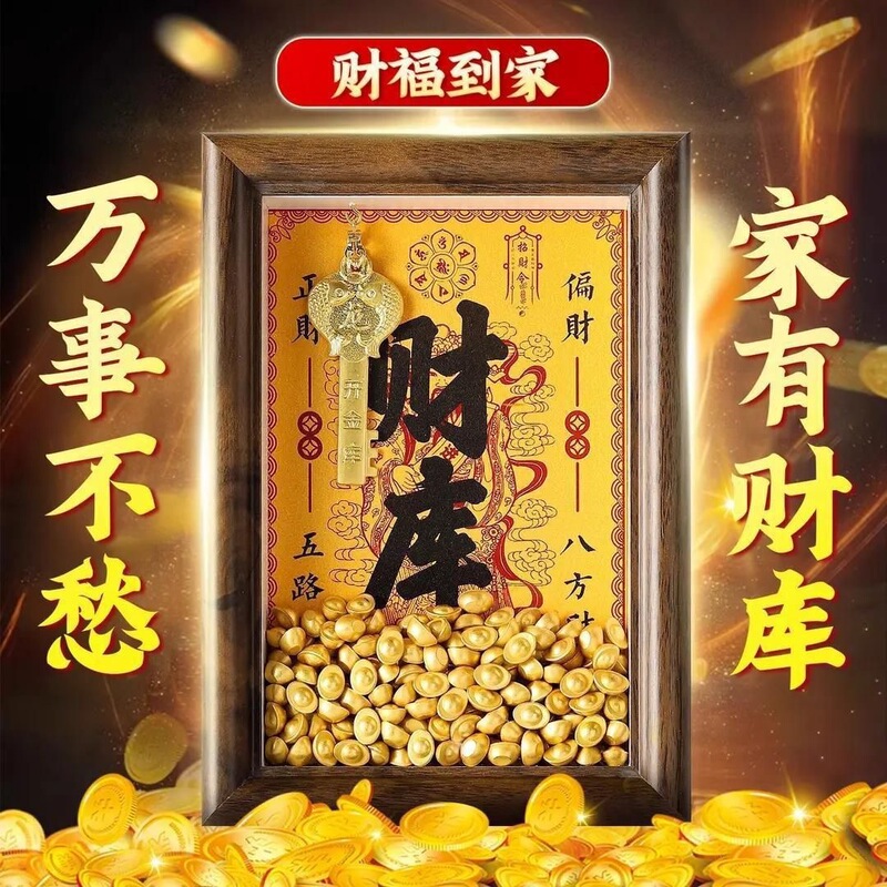 Yellow God of Wealth Opens the Treasury Photo Frame Office Desk Ornament Twelve Zodiac Gold Key Authentic Wealth-Attracting Item Yellow God of Wealth Opens the Treasury Photo Frame Office Desk Ornament Twelve Zodiac Gold Key Authentic Wealth-Attracting Item