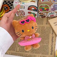 インスタイルハワイアンブラックレザーハローキティバッグペンダントかわいいキティ猫人形人形カップルバックパックペンダント