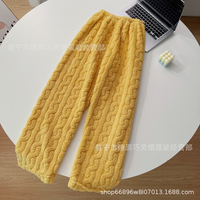 Pantalones de pijama de franela de coral de dibujos animados, pantalones de pijama de hombre, pantalones de invierno de otoño de mujer, pantalones caseros