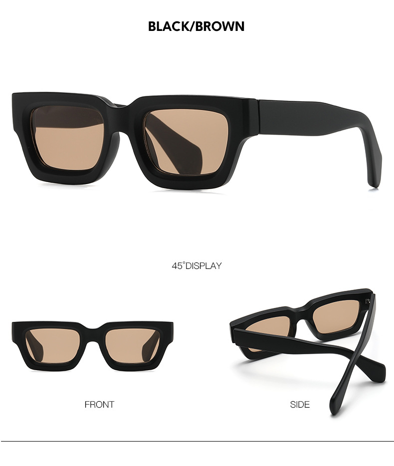 65g Weight Full Frame Glasses Structure Sunglasses Classification PC, UV400 Protection Lens Material Square Glasses Style Outdoor Occasion Solid Color Pattern Unisex Gender Fashion Style Grey, Black Color Fashion Solid Color PC UV400 Protection Square Full Frame Women's Sunglasses 8