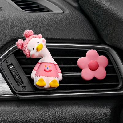 Red Rabbit Duck Car Perfume Aromatherapy Car Air Conditioner Vent Decoration Diffuser Stone Car Goddess Fragrance (Car Perfume Aromatherapy) - pink-bunny-duck-pink-flower-air-vent-includes-1-bottle-of-fragrance-standard
