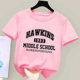 Hawkins 1983怪奇物语印花T恤跨境纯棉圆领短袖中小儿童装1126-10