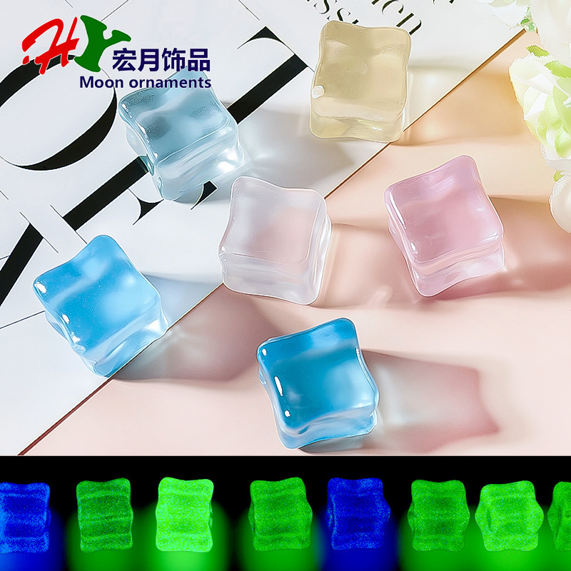 Acrylic Luminous Ice Cube handmade material jelly color DIY jewelry accessories spring Chanel style simulation ice particles