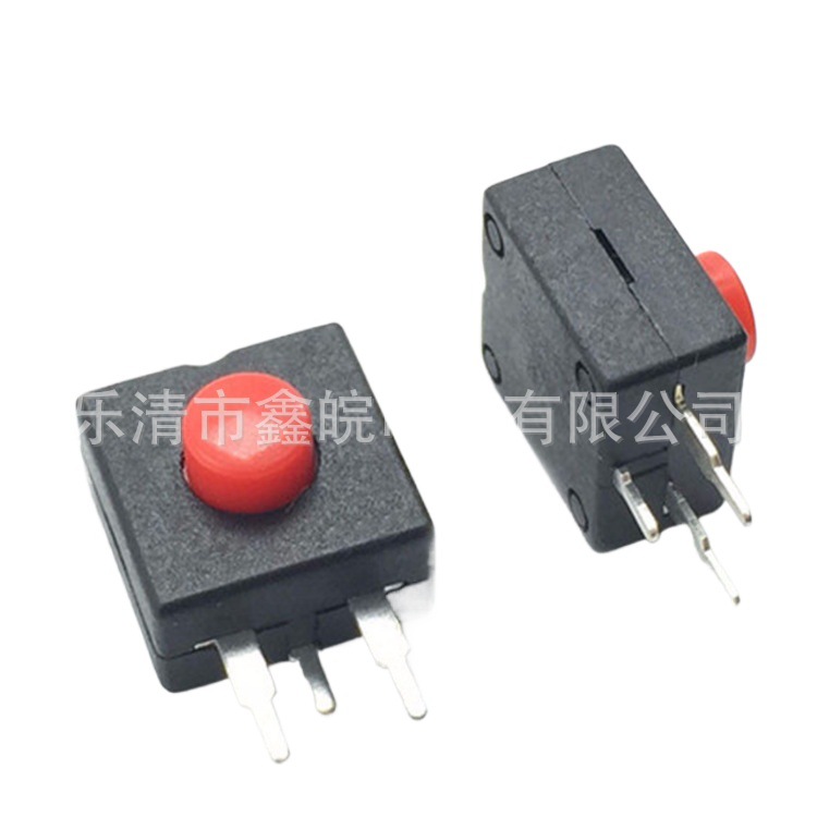 供应手电筒按钮开关 12*12单边三脚按钮开关 两开一关红头按键