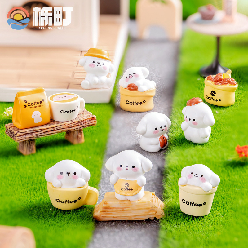 Micro landscape creative cute coffee puppy doll diy blind boxed accessories car desktop small ornaments