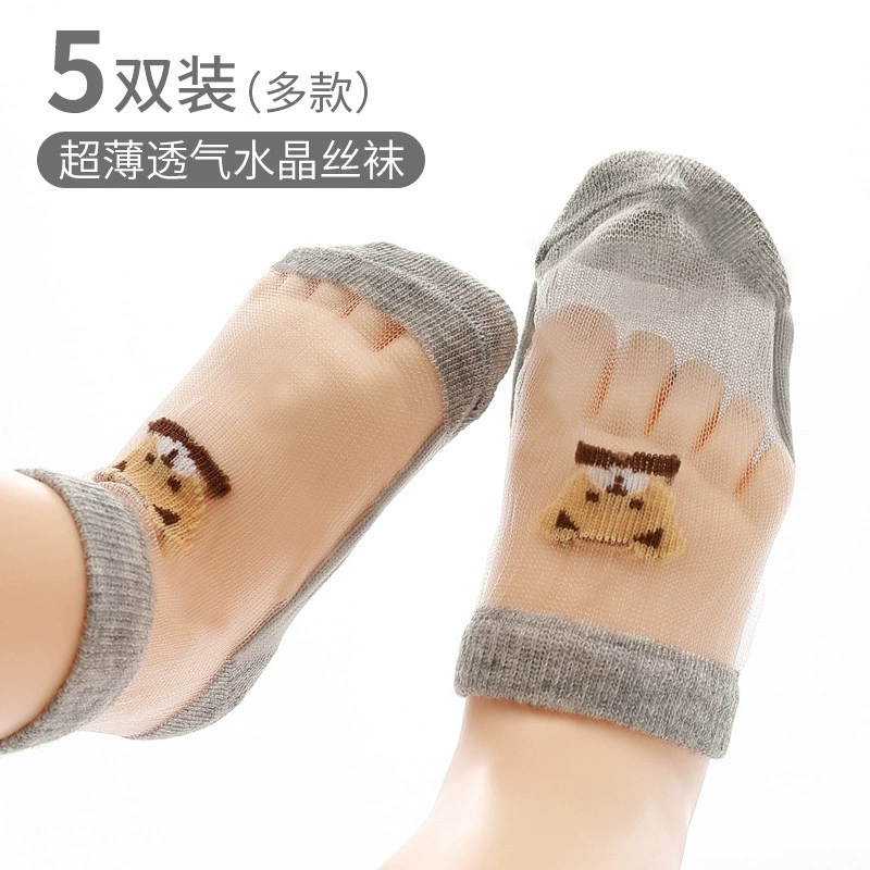 Детские носки Весна и Осень Лето Тонкая сетка дышащая Детские хрустальные чулки для девочек Летние короткие носки