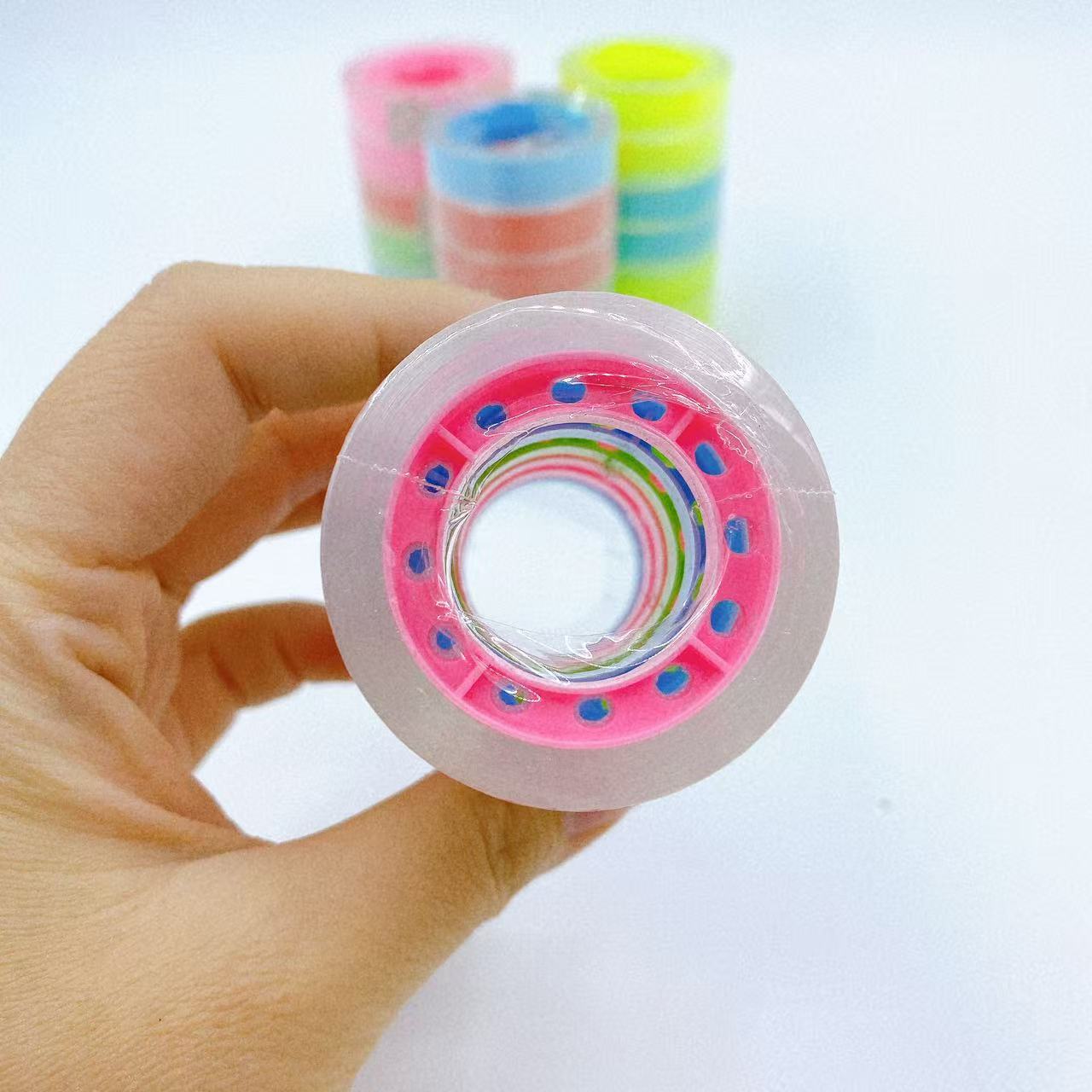 Tubo de color transparente papelería cinta adhesiva para estudiantes hecha a mano DIY sellar cinta adhesiva tienda de papelería
